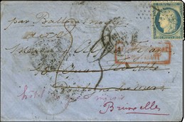 Etoile 1 / N° 37 Càd PARIS / PL. DE LA BOURSE 14 JANV. 71 Sur Enveloppe Sans Texte Adressée à Boulogne Sur Mer Et Réexpé - War 1870