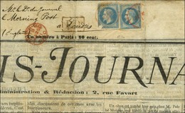 Càd Rouge PARIS SC 18 JANV. 71 / N° 29 (2, 1 Ex. Def) Sur Journal Entier '' Paris-Journal '' Pour '' Le Morning Post ''  - Oorlog 1870