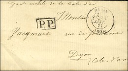 Càd PARIS (60) 31 JANV. 71 P.P. Encadré Sur Lettre Avec Texte Pour Dijon. Au Recto, Mention Manuscrite '' Garde Mobile D - War 1870