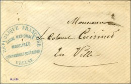 Grand Cachet Bleu De Franchise REPUBLIQUE FRANCAISE / GARDE NATIONALE  / MOBILISEE / COMMANDANT SUPERIEUR / CREUSE Sur L - Guerre De 1870