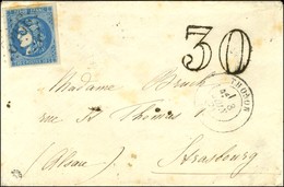 GC 3949 / N° 46 Càd T 17 THONON (89) Sur Lettre Pour Strasbourg. Au Recto, Taxe 30 DT Noire. 1871. - TB. - War 1870