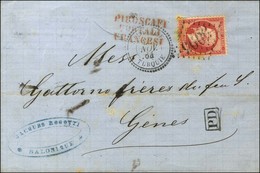 GC 5095 / N° 24 Càd SALONIQUE / TURQUIE Sur Lettre Pour Gênes. 1864. - TB. - Schiffspost