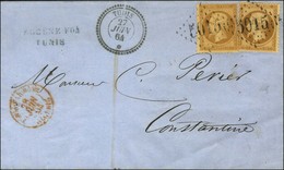 GC 5015 / N° 21 (2) Càd TUNIS / * Sur Lettre Pour Constantine. 1864. Rare Tarif à 20c. - TB / SUP. - Maritieme Post