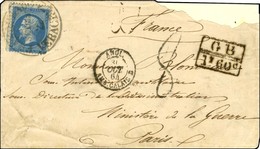 Grand Càd VERA CRUZ / N° 22 Sur Lettre Insuffisamment Affranchie Pour Paris (déchirure Angle Supérieur Droit). Au Recto, - Armeestempel (vor 1900)