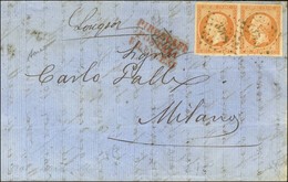 PC 3708 (les Dardanelles) / N° 16 Paire, Marque Manuscrite '' Louqsor '' Sur Lettre Avec Texte Pour Milan, Au Verso Càd  - Maritieme Post