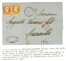 Ancre / N° 13 + 16 Càd PHILIPPE-AUGUSTE / * 5 JUIN 61 Sur Lettre Avec Texte Daté De Smyrne Le 5 Juin 1861 Pour Marseille - Maritieme Post