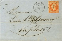 Ancre / N° 23 Càd LIGNE W / PAQ. FR N° 2 Sur Lettre De Marseille Pour Naples. 1867. - TB. - Maritieme Post