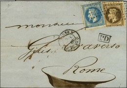 Ancre / N° 29 + 30 Càd LIGNE W / PAQ. FR N° 1 Sur Lettre De Marseille Pour Rome. 1868. - TB / SUP. - Maritieme Post