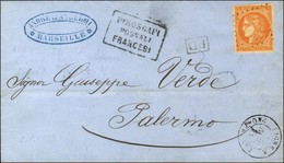 Ancre / N° 48 Càd LIGNE X / PAQ. FR N° 3 Sur Lettre De Marseille Pour Palerme. 1871. - TB / SUP. - R. - Maritieme Post