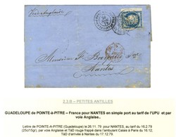 Càd PAQ ANG / POINTE A PITRE GUADe / CG N° 23 Bdf Sur Lettre Pour Nantes. 1879. - TB. - Maritime Post