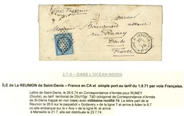 Losange / CG N° 23 Càd Octo CORR.D.ARMÉES / ST DENIS Variété Millésime Rectifié 74, Au Verso Cachet Du 4e Régiment. - TB - Schiffspost