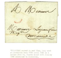 Lettre Avec Texte Daté De St Pierre De La Martinique Le 24 Janvier 1786 Pour Marseille. Au Recto, Marque Postale D'entré - Maritime Post