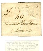 Lettre Avec Texte Daté De St Pierre De La Martinique Le 14 Octobre 1771 Pour Marseille. Au Recto, Marque Postale D'entré - Maritime Post