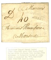 Lettre Avec Texte Daté De St Pierre De La Martinique Le 14 Octobre 1771 Pour Marseille. Au Recto, Marque Postale D'entré - Posta Marittima