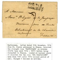 Lettre Avec Texte Daté De St Pierre De La Martinique Le 12 Décembre 1814 Pour Saintes. Au Recto, Marque Postale D'entrée - Maritime Post