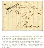 Lettre Avec Texte Daté De Pointe à Pitre Le 12 Février 1816 Acheminée Jusqu'à La Martinique Pour Bordeaux. Au Recto, Mar - Maritime Post