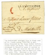 Lettre Avec Texte Daté De Saint Pierre De La Martinique Le 3 Mars 1787 Pour Marseille. Au Recto, Marque Postale LA MARTI - Poste Maritime