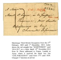 Lettre Avec Texte Daté De Saint Pierre De La Martinique Le 14 Novembre 1814 Pour Saintes. Au Recto, Marque Postale Rouge - Poste Maritime