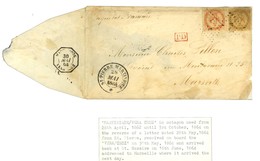 Losange MQE / Col. Gen. N° 3 + 5 Grand Càd ST PIERRE MARTINIQUE 28 MAI 1864 Sur Lettre Pour Marseille. Au Verso, Càd Oct - Maritime Post