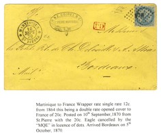 Losange MQE / Col. Gen. N° 4 Càd * MARTINIQUE / ST PIERRE 10 SEPT. 70 Sur Enveloppe Ouverte Double Port Pour Bordeaux. - - Maritime Post