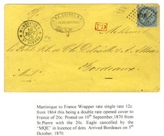 Losange MQE / Col. Gen. N° 4 Càd * MARTINIQUE / ST PIERRE 10 SEPT. 70 Sur Enveloppe Ouverte Double Port Pour Bordeaux. - - Poste Maritime