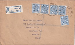 IRLANDE 1961 LETTRE RECOMMANDEE DE DUBLIN AVEC CACHET ARRIVEE MADRID - Storia Postale
