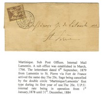 Càd * MARTINIQUE * / LAMENTIN 6 SEPT. 79 / Col. Gen. N° 34 Sur Lettre Avec Texte Daté De Duroche Le 4 Sept. 1879 Pour Sa - Maritieme Post