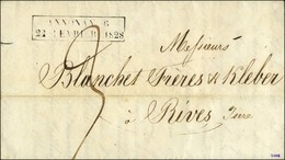 Cachet D'essai Encadré De Février 28 : ANNONAY 6 / 22 FEVRIER 1828 (Cote : 3500). - SUP. - RR. - Sonstige & Ohne Zuordnung