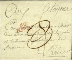 60 / Mon B. Rouge (S N° 9511) Sur Lettre Avec Texte Daté Du 6 Germinal An 3 Acheminée Par La Poste. - SUP. - Frankobriefe