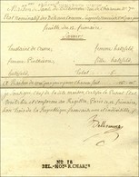 N° 18 / BEL.HOme R.CHARne (S N° 9650B) En Marge D'un Texte Daté Le 12 Frimaire An 3, Signé Belhomme. - SUP. - R. - Lettres Civiles En Franchise