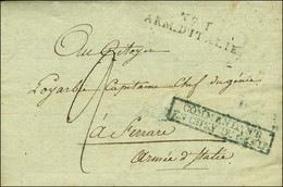 N° 1 / ARM. D'ITALIE + Griffe Bleue Encadrée COMMANDANT / EN CHEF DU GENIE Sur Lettre Avec Texte Daté Au Quartier Généra - Armeestempel (vor 1900)