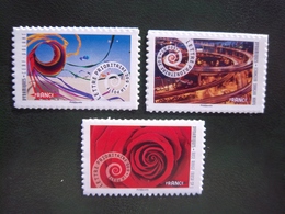 Autoadhésifs France 2014 / Dynamiques-3 Autocollants (930a - La Rose) + (932a - échangeur) + (933a - Cerf-volant) Neuf** - Unused Stamps