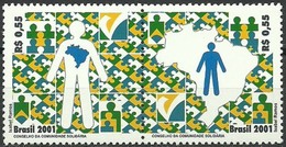 BRAZIL #2808  -  EDUCATION, SOLIDARY COMMUNITY PROGRAMS - MAPS -  2V  -   MINT - Unused Stamps