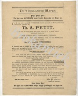 In 'T HOLLANTSE WAPEN   Th.A.PETIT   AMSTERDAM  Folder/publiciteit  In Oud Nederlands  Voor Tabak-cigaren Etc. 18901900 - Paesi Bassi