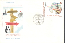 75932- POLAR ZONES PROTECTION YEAR, PENGUIN, BASES, EVENTS, POLAR PHILATELY, SPECIAL COVER, 1990, ROMANIA - Événements & Commémorations