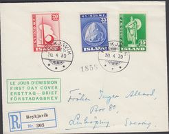 1940. NEW YORK WORLD FAIR.. FDC. REYKJAVIK 30. 4 39. Rec To Sweden.  (MICHEL 204-206) - JF310238 - Briefe U. Dokumente