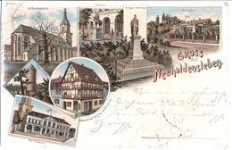 NEU HALDENSLEBEN Color Litho Goldschmied Kühne Villa Gericke 22.5.1898 Gelaufen - Haldensleben