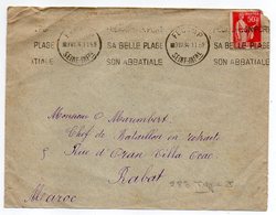 1934--Lettre De FECAMP-76 Pour RABAT (Maroc)-type Paix N°283 -cachet Mécanique "Port,Belle Plage-Abbatiale"-cachet Rabat - 1877-1920: Période Semi Moderne