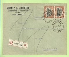 BZ 93 (opdruk Eupen) Op Brief Aangetekend Met Stempel HERBESTHAL  (B2742) - OC55/105 Eupen & Malmédy