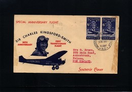 New Zealand 1958 Sir Charles Kingsford - Smith - First Transtasman Flight - Posta Aerea