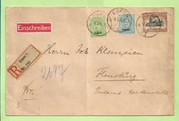 BZ 87+91+ 93 Op Brief Aangetekend Stempel EUPEN, DUITS Type Aantekenstrookje ! Verso Lakzegel POSTES EUPEN !!! (B3290) - OC55/105 Eupen & Malmédy