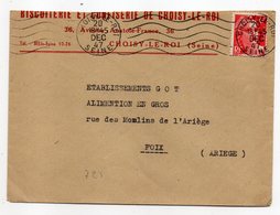 1947--Lettre De CHOISY-LE-ROI-94  Pour FOIX-09 - Type Marianne Gandon --cachet--Biscuiterie, Confiserie - 1921-1960: Periodo Moderno