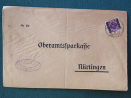 Germany 1919 Official Cover Wurtemberg Nurtingen To Nurtingen - Storia Postale