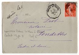 1909--Lettre Pour FONDETTES-37-type Semeuse-cachet Ambulant " Tours Au Mans "- - 1877-1920: Semi Modern Period