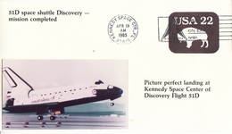 1985 USA Space Shuttle Discovery STS-51D  Mission Completed Commemorative Cover - America Del Nord