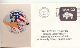 1988 USA Space Shuttle Challenger Tragedy Second Anniversary Honoring The Crew Of STS-51L Commemorative Cover - America Del Nord