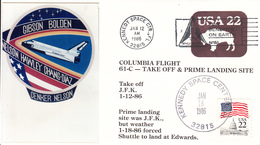 1986 USA Space Shuttle Columbia STS-61-C Take Off And Landing Commemorative Cover - Nordamerika