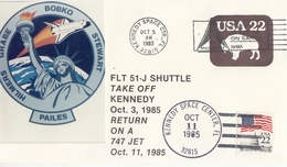 1985 USA Space Shuttle Atlantis STS-51-J Take Off And Return To Kennedy Commemorative Cover - America Del Nord