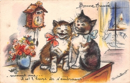 ¤¤  -   Illustrateur " Germaine BOURET "  -  Deux Petits Chats   -  Bonne Année     -   ¤¤ - Bouret, Germaine