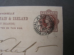 GB Nice Card From Glasgow 159 .. Hamburg 1885 - Brieven En Documenten